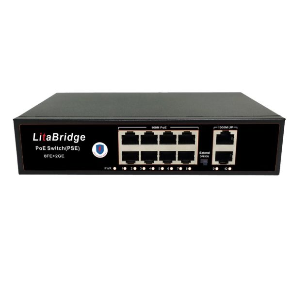 8 POE 10/100M PoE Switch HV protección de rayos de 6KV